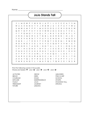 Preview of JoJo word search packet
